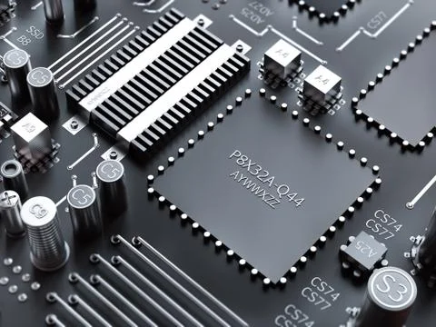 Processor (microchip) interconnected receiving and sending information. イラスト素材
