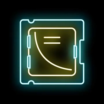 Processor microchip neon icon representing computing technology イラスト素材