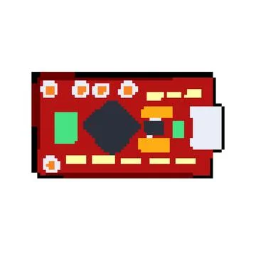 Processor microcontroller pixel art vector illustration 스톡 일러스트
