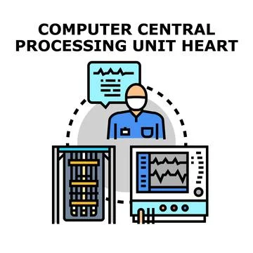 Processor monitoring main server data operation Stockillustratie