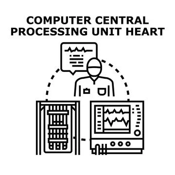 Processor monitoring main server data operation Stock-Illustration