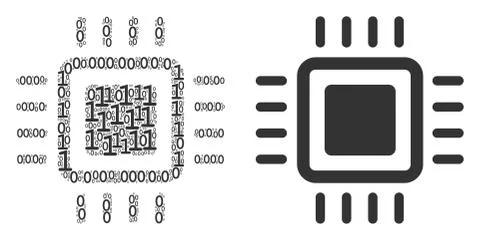 Processor Mosaic of Binary Digits Stock Illustration
