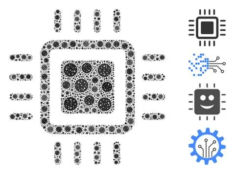 Processor Mosaic of Covid Virus Elements Stock Illustration