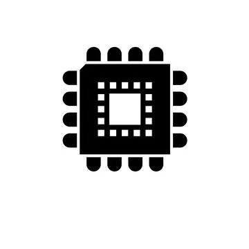 Processor, Motherboard Microchip Solid Flat Vector Icon Isolated on White Bac 库存插图