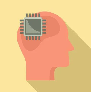 Processor neuromarketing icon, flat style 스톡 일러스트