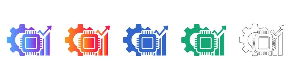 Processor Optimization and Growth Icons Illustrazione stock