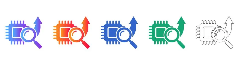Processor Optimization and Search Icons Illustrazione stock