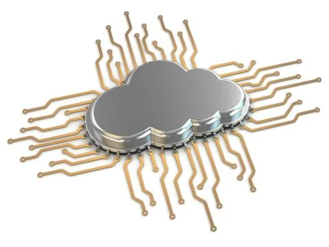 Processor or chip on white background. cloud computing. Stock Illustration