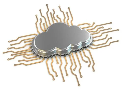 Processor or chip on white background. Cloud computing. Processor or chip ... Stock Photos