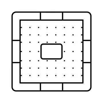 Processor outline drawing representing computer hardware component 스톡 일러스트