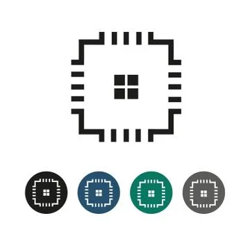 Processor Outline Graphic Illustration Illustrazione stock