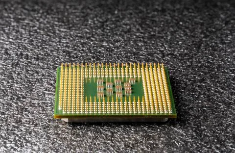 The processor for a personal computer has many pins for connecting to devices 스톡 사진