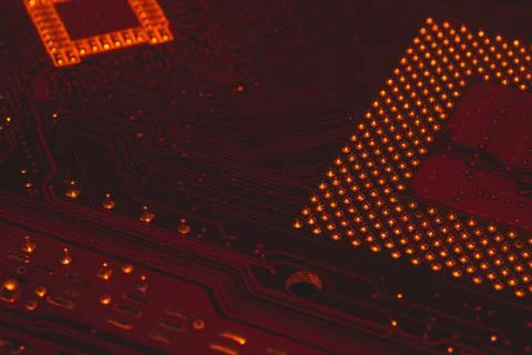 Processor pins macro. computer motherboard close up. cpu pins on a circuit bo Foto stock