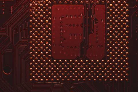 Processor pins macro. computer motherboard close up. cpu pins on a circuit bo Stock Photos