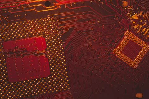 Processor pins macro. computer motherboard close up. cpu pins on a circuit bo 写真素材