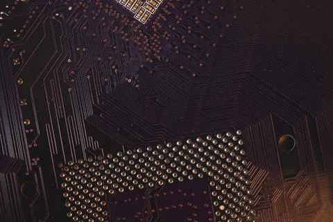 Processor pins macro. computer motherboard close up. cpu pins on a circuit bo 스톡 사진