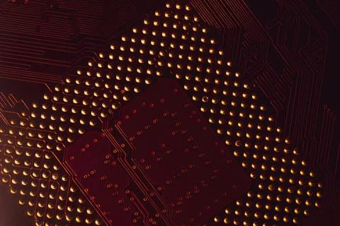 Processor pins macro. computer motherboard close up. cpu pins on a circuit bo Stock Photos