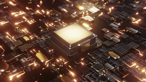 Processor plug to motherboard impact to circuit jump. gold colour Stock Footage 220319808