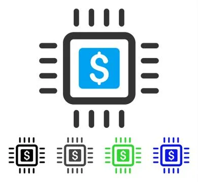 Processor Price Flat Icon 库存插图