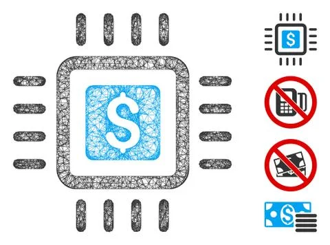Processor Price Web Vector Mesh Illustration 스톡 일러스트