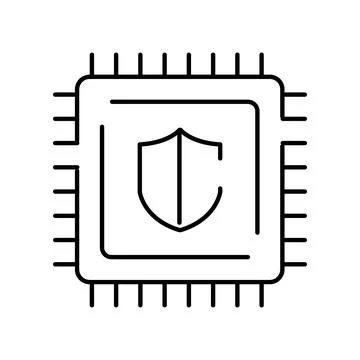 Processor security shield icon representing data protection hardware Stock Illustration