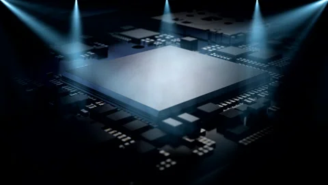 Processor of smartphone. Focusing attention. Backlight Stock Footage 146827824