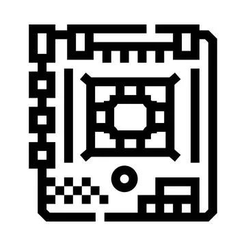 Processor socket on computer motherboard with microchip Stock Illustration