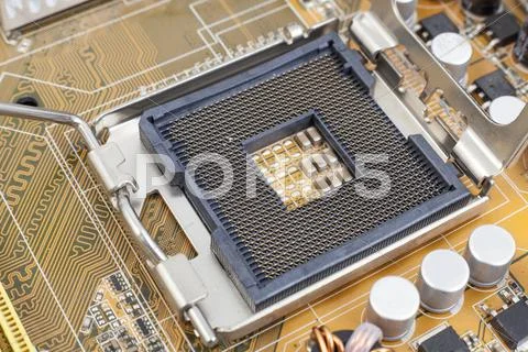 Processor socket on motherboard Stock Photos