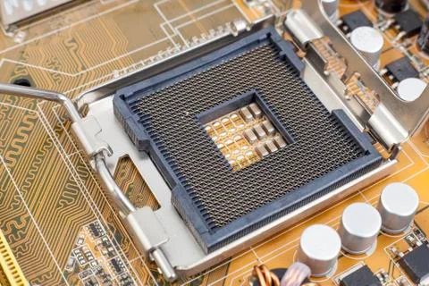 Processor socket on motherboard Stock Photos