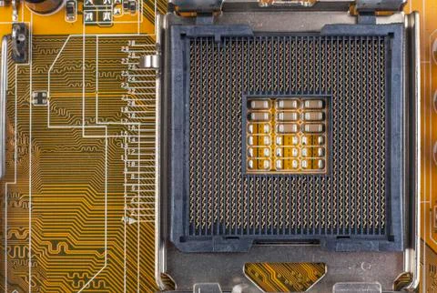 Processor socket on motherboard Stock Photos