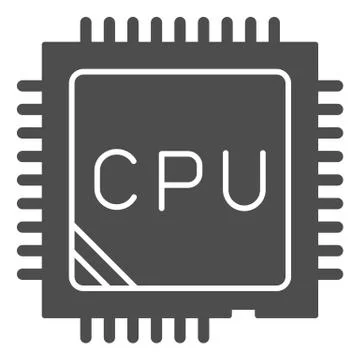 Processor solid icon. Chip or microchip, central processing unit symbol, glyph Stock Illustration