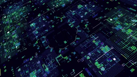 Processor tech background animation, animated data transfer process Stock Footage 296320397