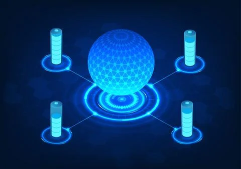 Processor technology and a battery that powers the technology's data proces.. 스톡 일러스트