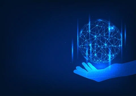 Processor technology at hand Shows the collection of data from networks fro.. Stockillustratie