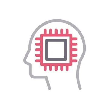 Processor thin line colour icon Stock Illustration