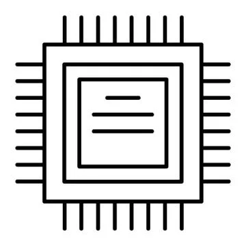 Processor thin line icon. Cpu vector illustration isolated on white. Chip Stock Illustration