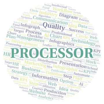 Processor typography word cloud create with the text only. イラスト素材