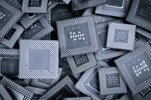 Processor unit cpu background color processed blue 스톡 사진