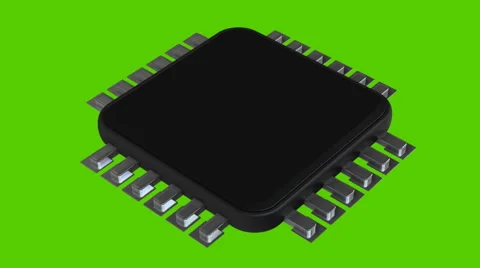 Processor unit CPU isolated on green background Stock Footage 46891737