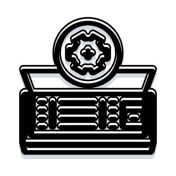 Processor unit with gear symbol graphic icon Illustrazione stock