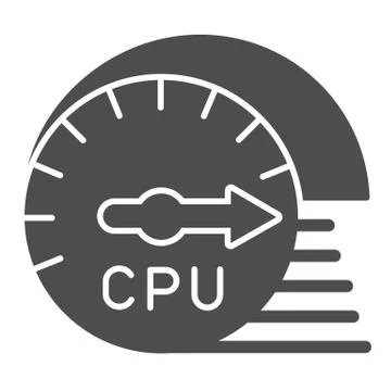 Processor usage and load speed solid icon. CPU chip performance sensor symbol Stock-Illustration