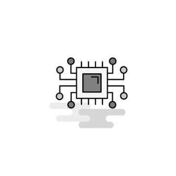 Processor Web Icon. Flat Line Filled Gray Icon Vector 库存插图