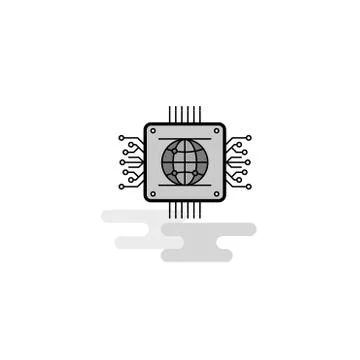 Processor Web Icon. Flat Line Filled Gray Icon Vector 库存插图