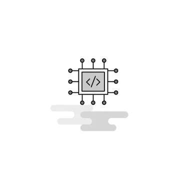 Processor Web Icon. Flat Line Filled Gray Icon Vector 库存插图