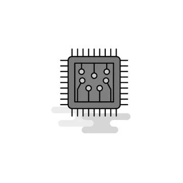Processor Web Icon. Flat Line Filled Gray Icon Vector 스톡 일러스트