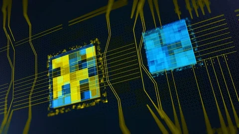 Processors CPU concept. Animation. Motherboard digital chip. Abstract animation Video stock 118547344
