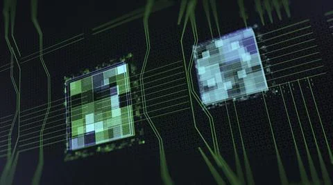 Processors CPU concept. Animation. Motherboard digital chip. Abstract animation 스톡 일러스트