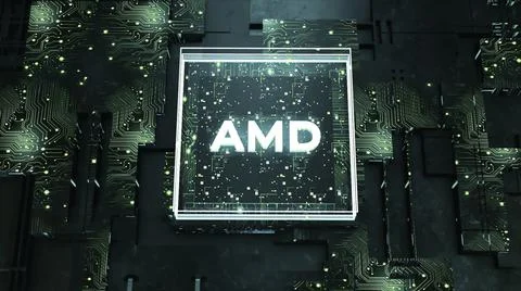 Processors graphics, digital data of network technology, CPU Processing. Motion Stock Illustration