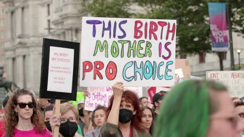ProChoice Birth Mother Abortion Protest Sign 4K Stock Footage 201637960