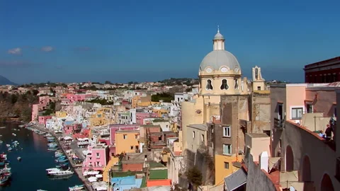 Procida Island, panning view to the left Video stock 148560035